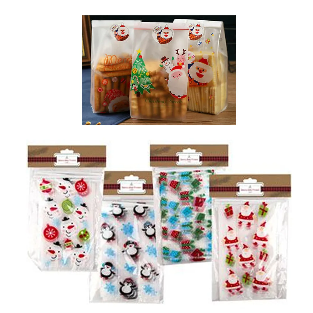 60 Assorted Baking Bags Christmas Cello Loot Party Favor Treat Xmas Candy Stuff