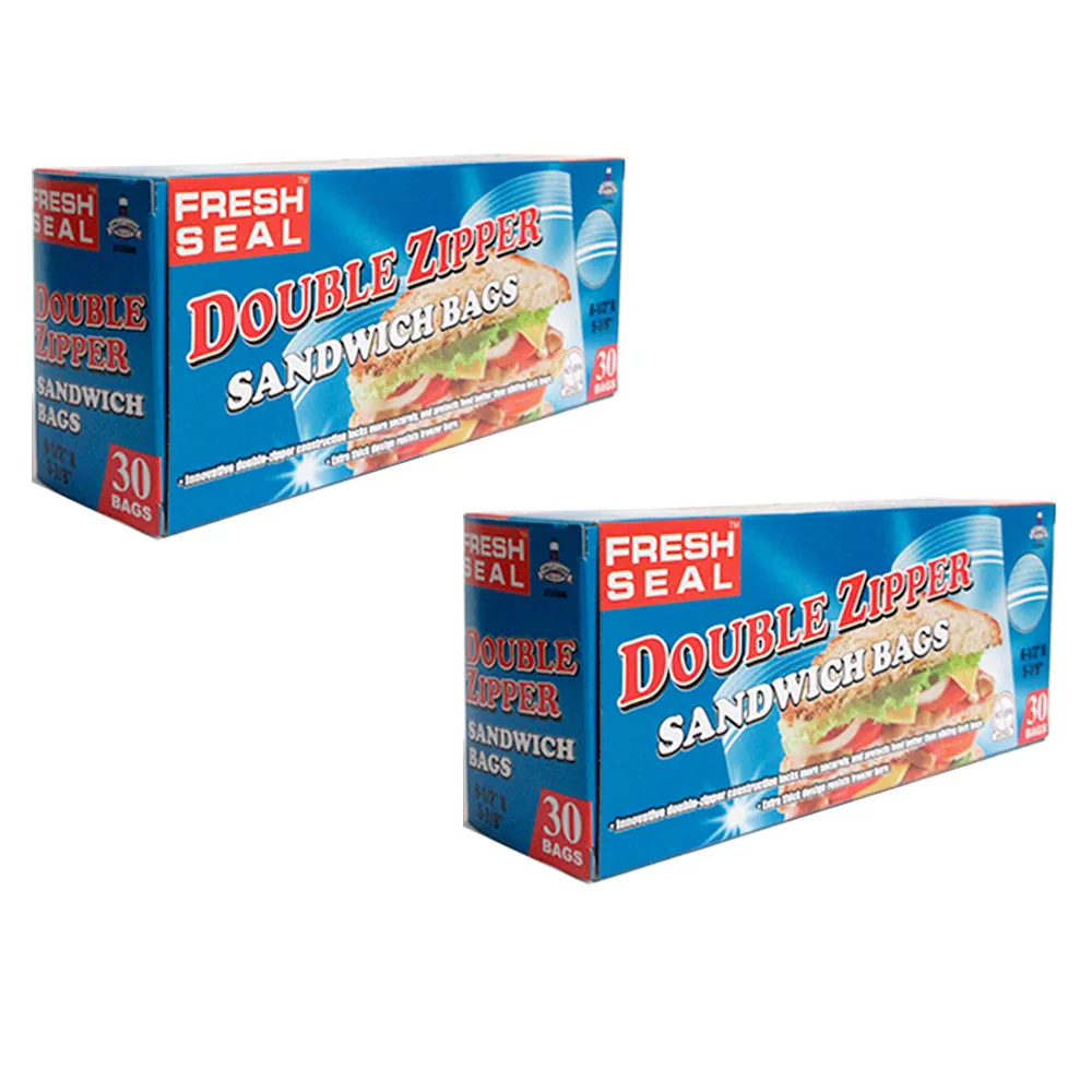 60 Count Sandwich Storage Bags Snacks Food Bag School Lunch Easy Grip Open Close