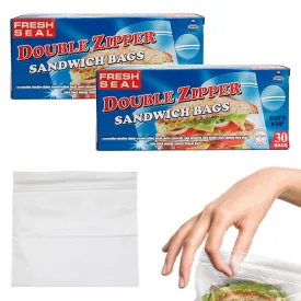 60 Count Sandwich Storage Bags Snacks Food Bag School Lunch Easy Grip Open Close