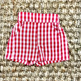 Boy's Shorts in Red Gingham with Pockets