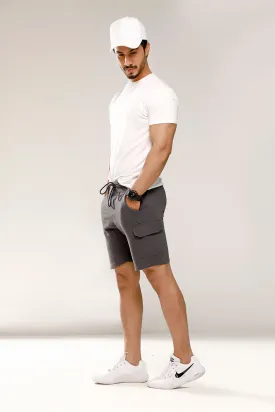 Charcoal Sweat Shorts With Cargo Pockets