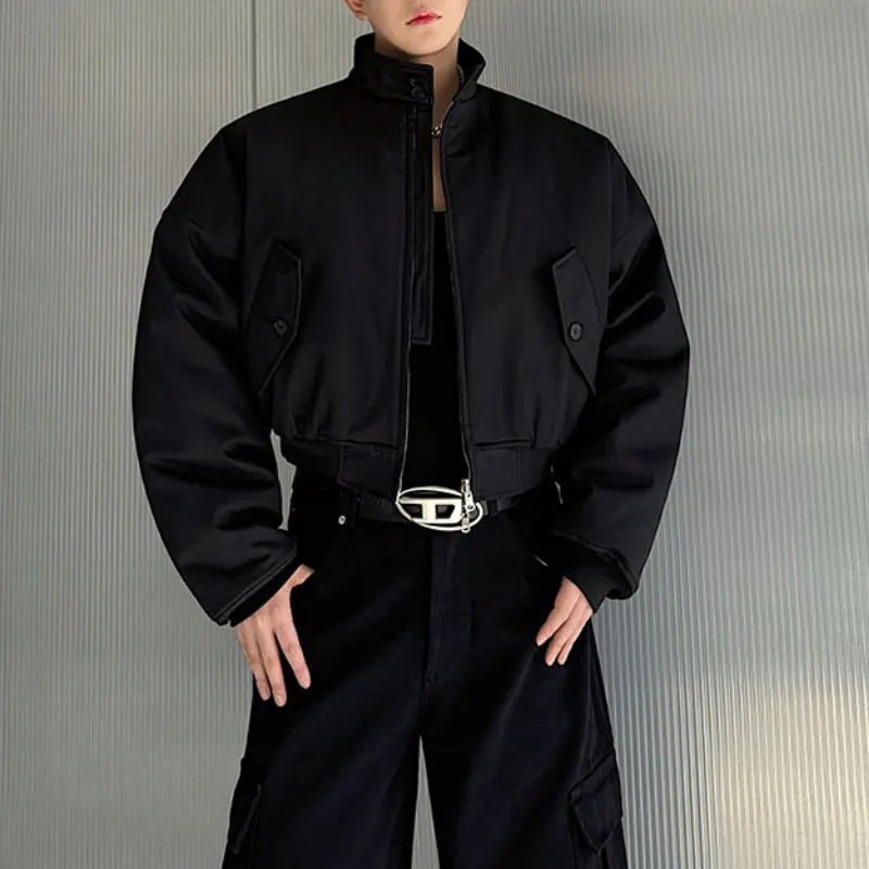 Cotton Stand Collar Thickened Cropped Coat