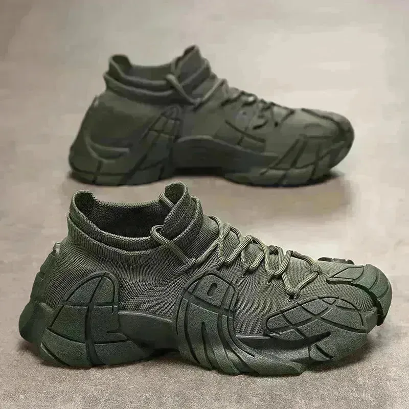Fashion Lace Up Sock Shoes Men's Personalized Lightweight Running Walking Sneakers Thick Bottom Sneakers