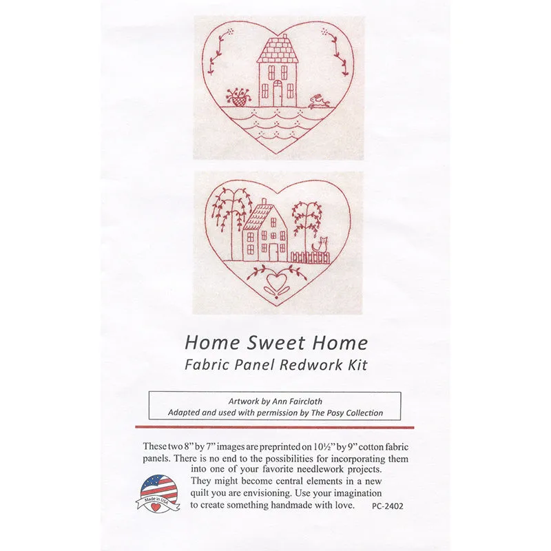 Home Sweet Home Redwork Embroidery Kit