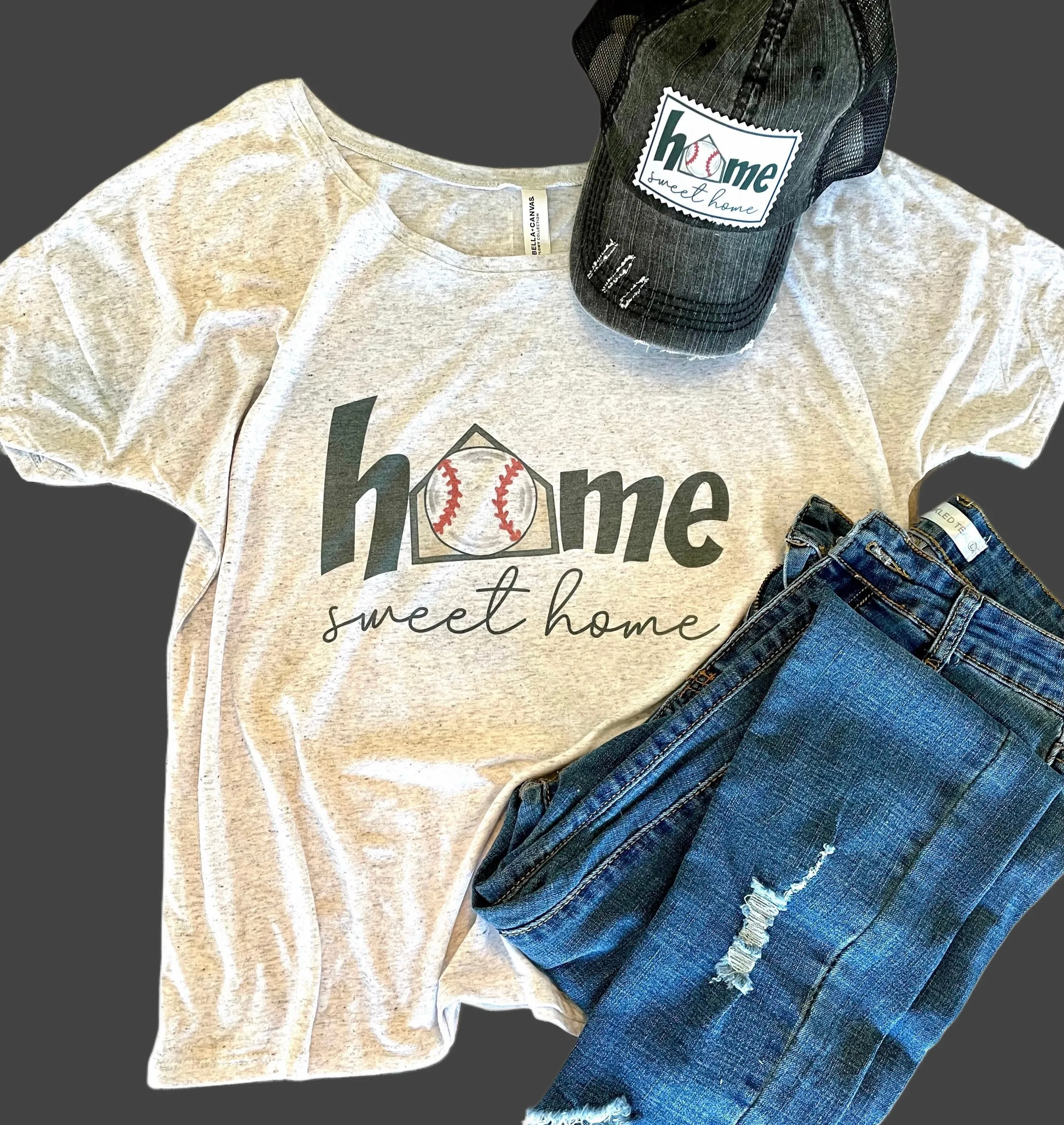 Home Sweet Home Slouchy Baseball Tee