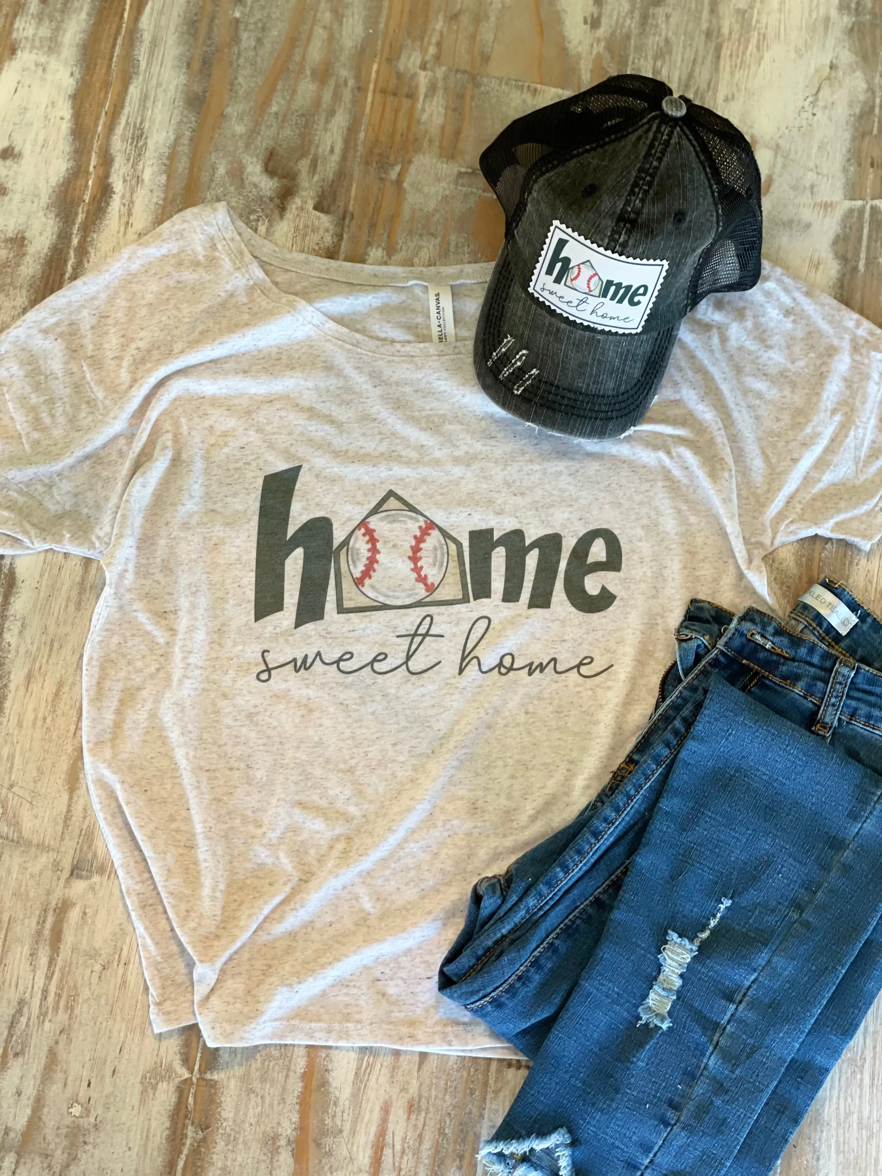 Home Sweet Home Slouchy Baseball Tee
