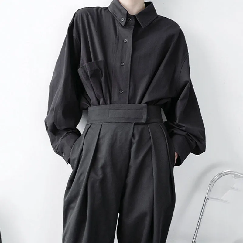 Large Pockets Loose Drop Shoulders Shirts