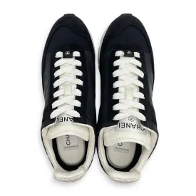 Logo Lace Up Sneakers 36.5 Black Sneakers in Suede, nylon