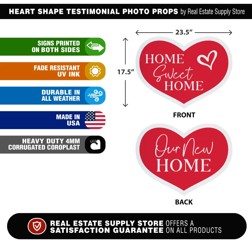 Photo Prop Heart Shape Sign - Our New Home / Home Sweet Home