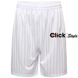 Unisex PE School Shadow Stripe Shorts Boys Girls Adult Football Gym Sports Short -White
